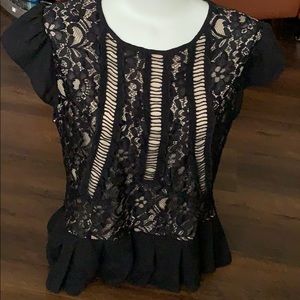 EXPRESS LACE crochet peplum blouse top Sz MEDIUM